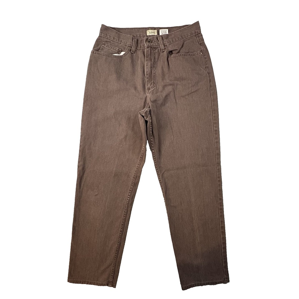 L.L. Bean Womens 10 (29.5x29.25)‎ Brown Straight Leg Cotton Mom Jeans SEE DESC